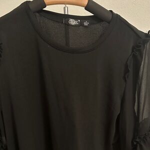 Cure Black Sheer Sleeve Blouse
